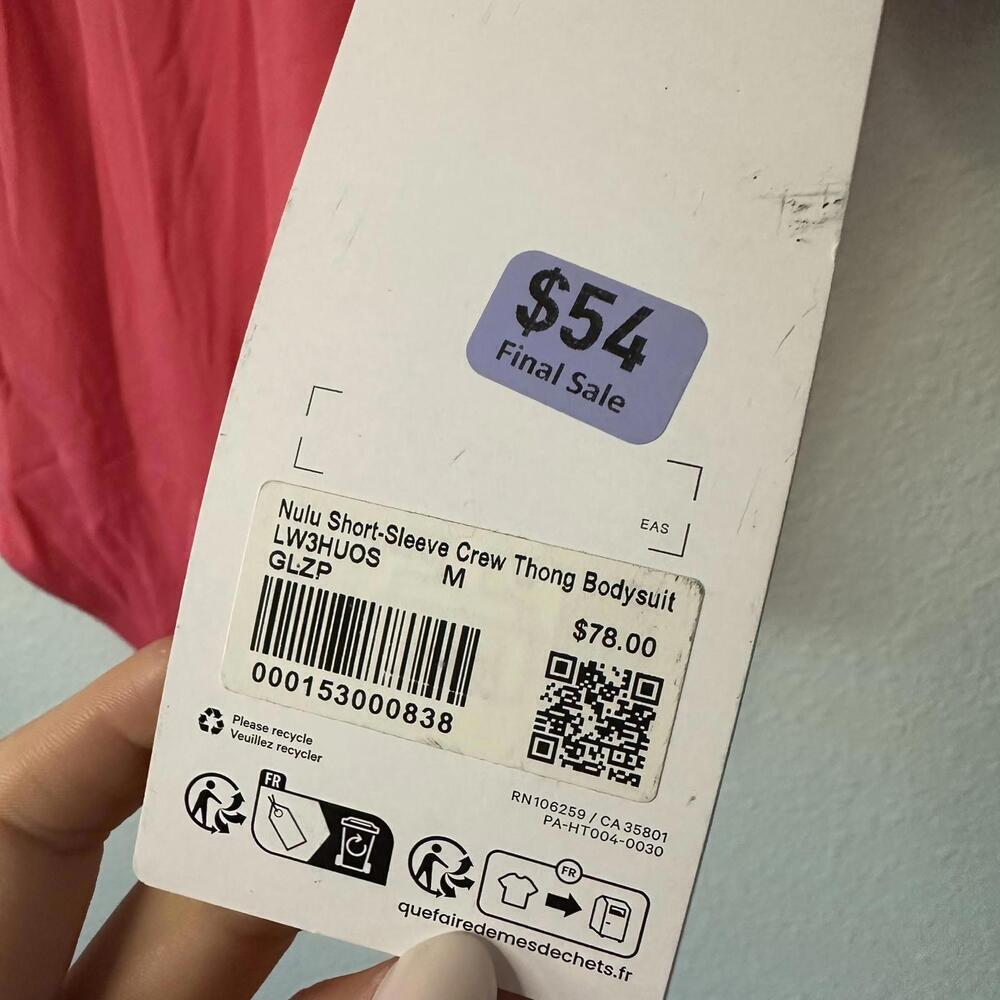 NWT Lululemon Ultra-Soft Nulu Short-Sleeve Crew Thong Bodysuit Glaze Pink Size M - Picture 6 of 8